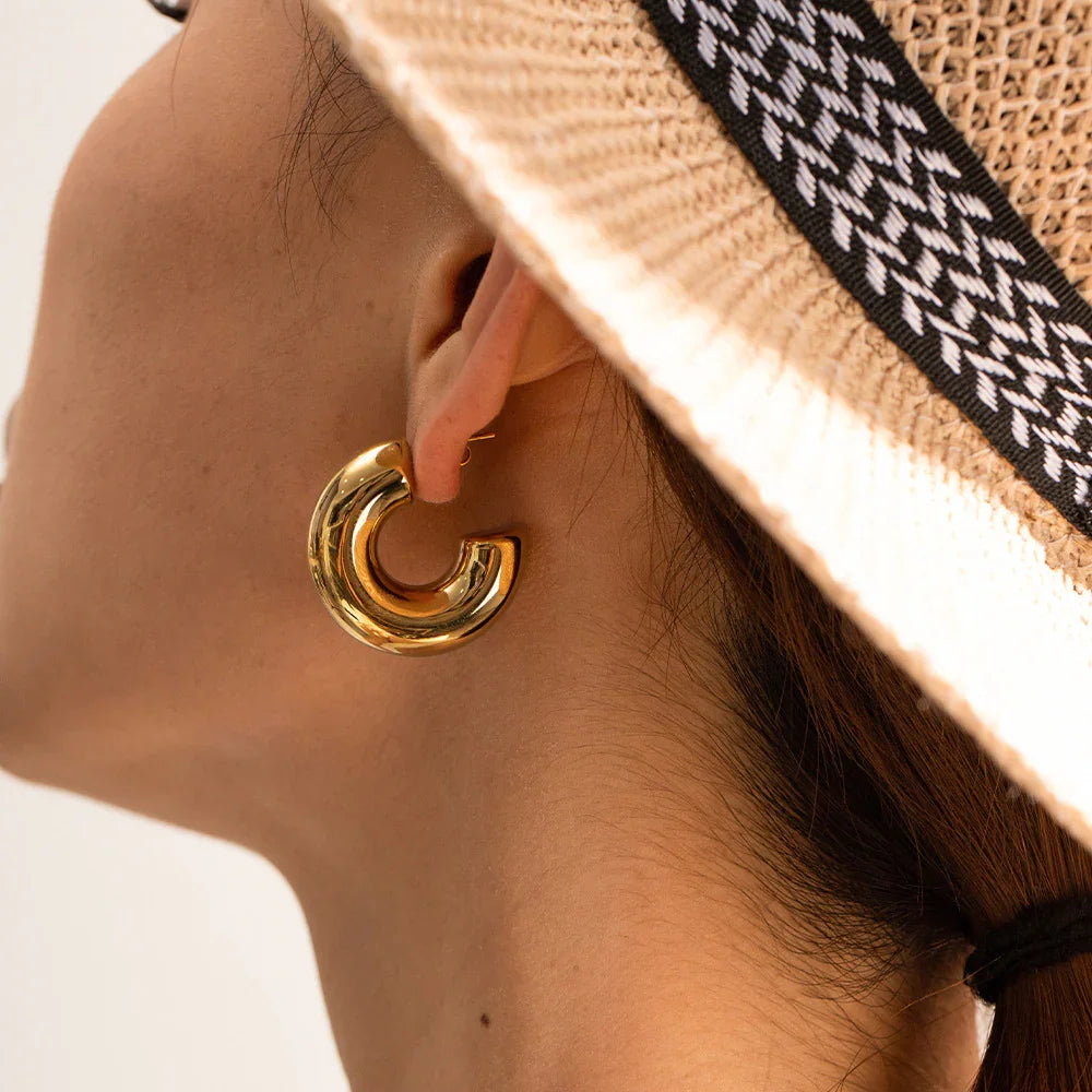 [AuraEcho]Natalia Chunky Gold Hoops
