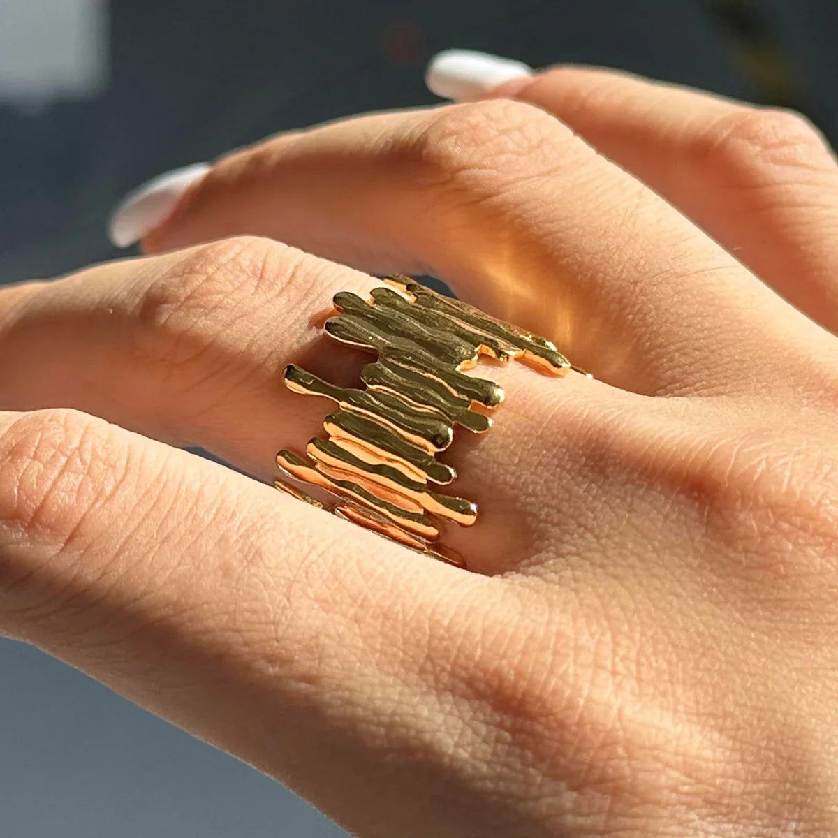 [AuraEcho]Zoella Abstract Gold Ring