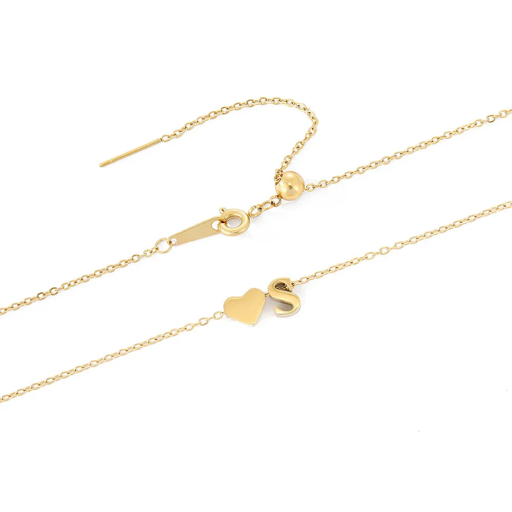 [AuraEcho]Ria Initial Letter Gold Necklace