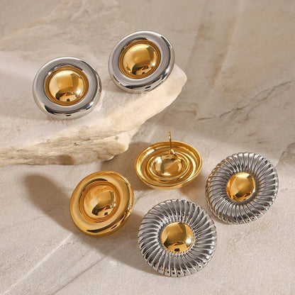 [AuraEcho]Summers Gold Button Earrings
