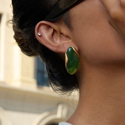 [AuraEcho]Amelise Polished Gemstone Earrings