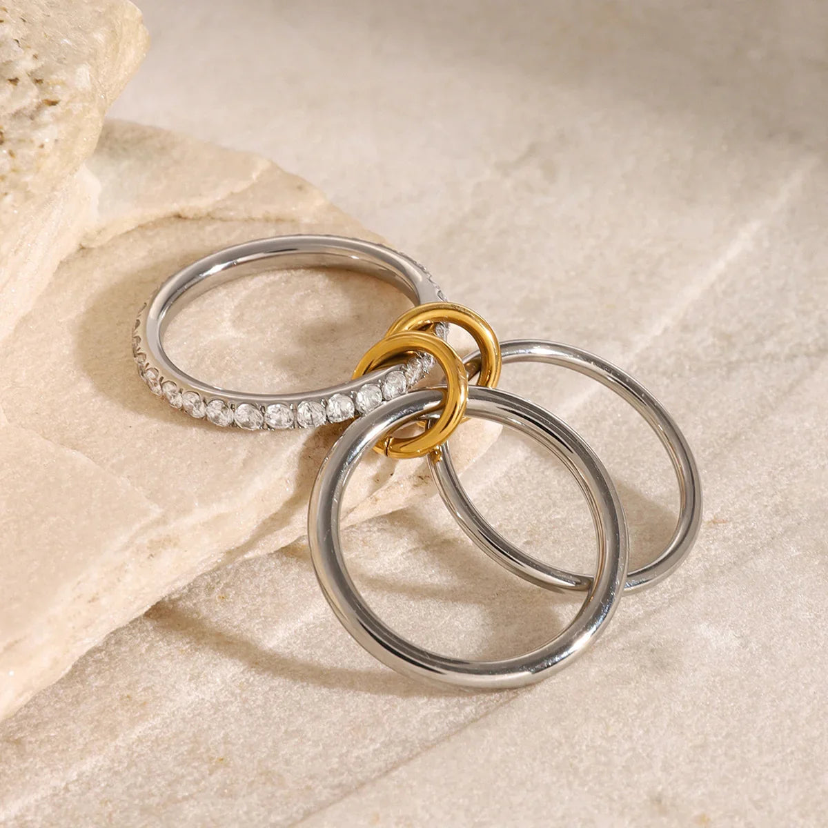 [AuraEcho]Desiree Stacked Diamond Ring