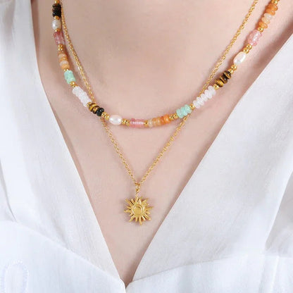 [AuraEcho]Eliora Gold Sun Necklace