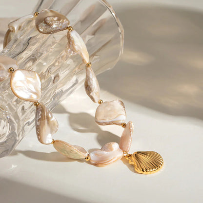 [AuraEcho]Aquamarine Seashell Necklace