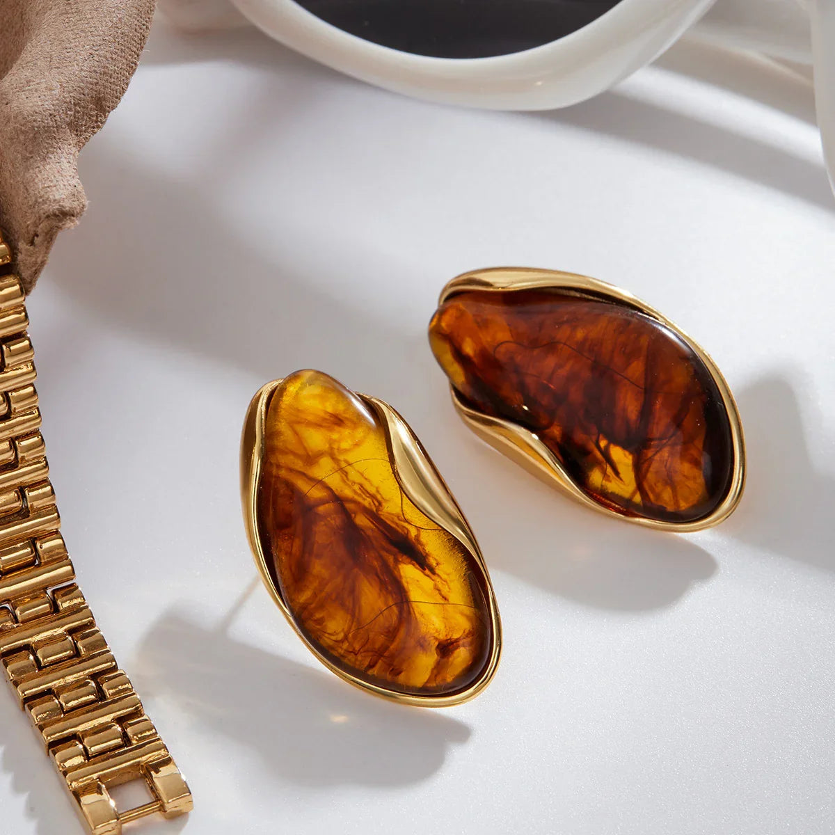 [AuraEcho]Amelise Polished Gemstone Earrings