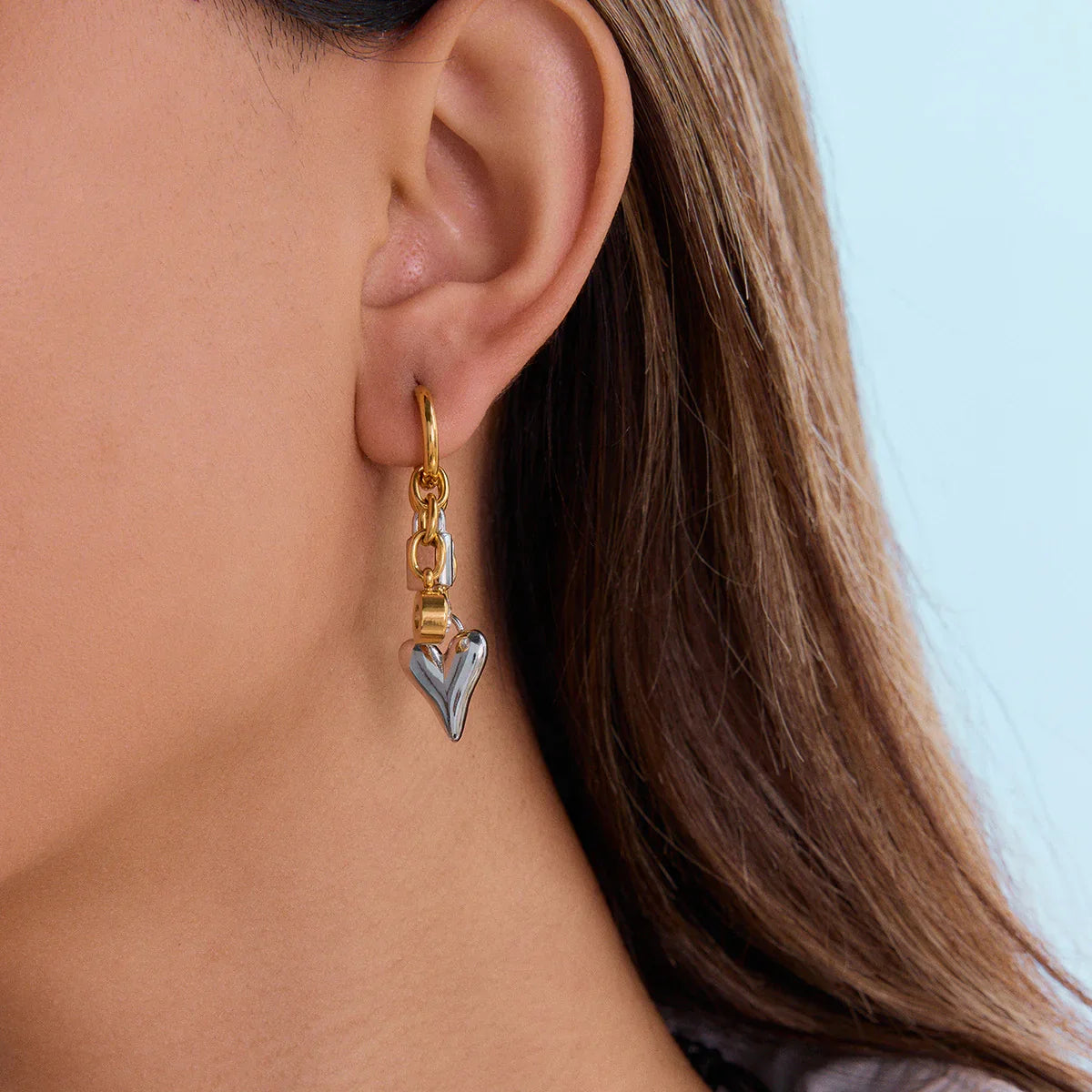 [AuraEcho]Sarah Heart & Lock Gold Earrings