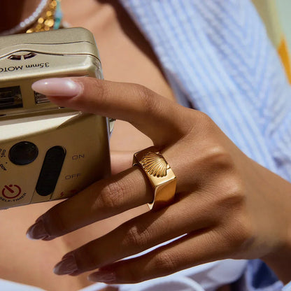 [AuraEcho]Carlotta Geometric Shell Ring