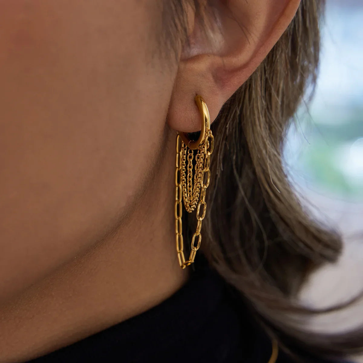 [AuraEcho]Alaina Link Chain Hoops
