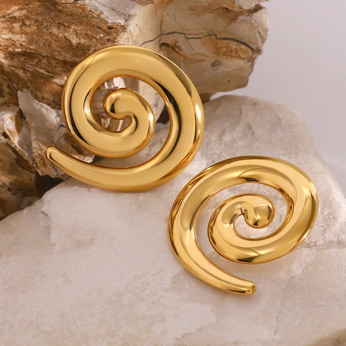[AuraEcho]Zarya Spiral Gold Earrings
