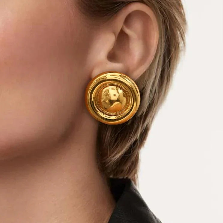 [AuraEcho]Summers Gold Button Earrings