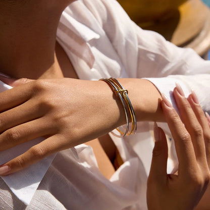 [AuraEcho]Romina Two Tone Stacked Bracelet