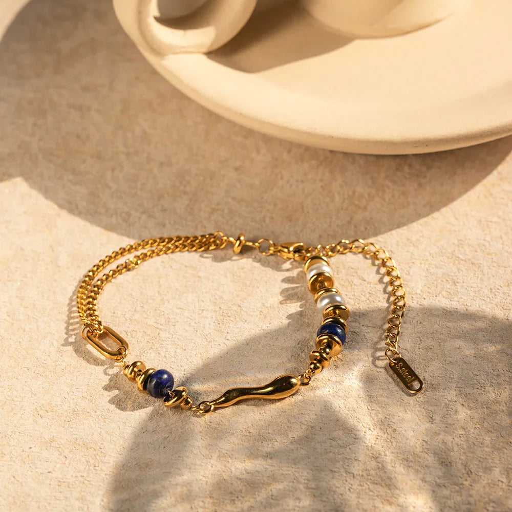 [AuraEcho]Quintessa Layered Chain Pearl Bracelet