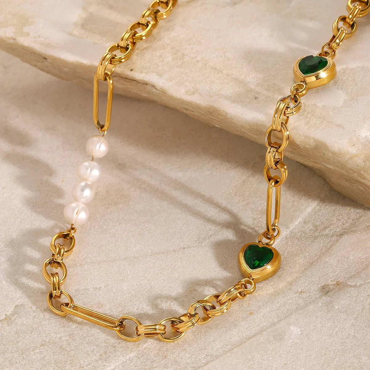 [AuraEcho]Maddison Pearl Chain Gold Necklace