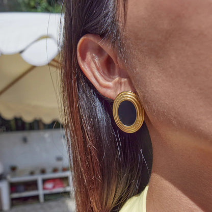 [AuraEcho]Ruthie Gold Enamel Earrings