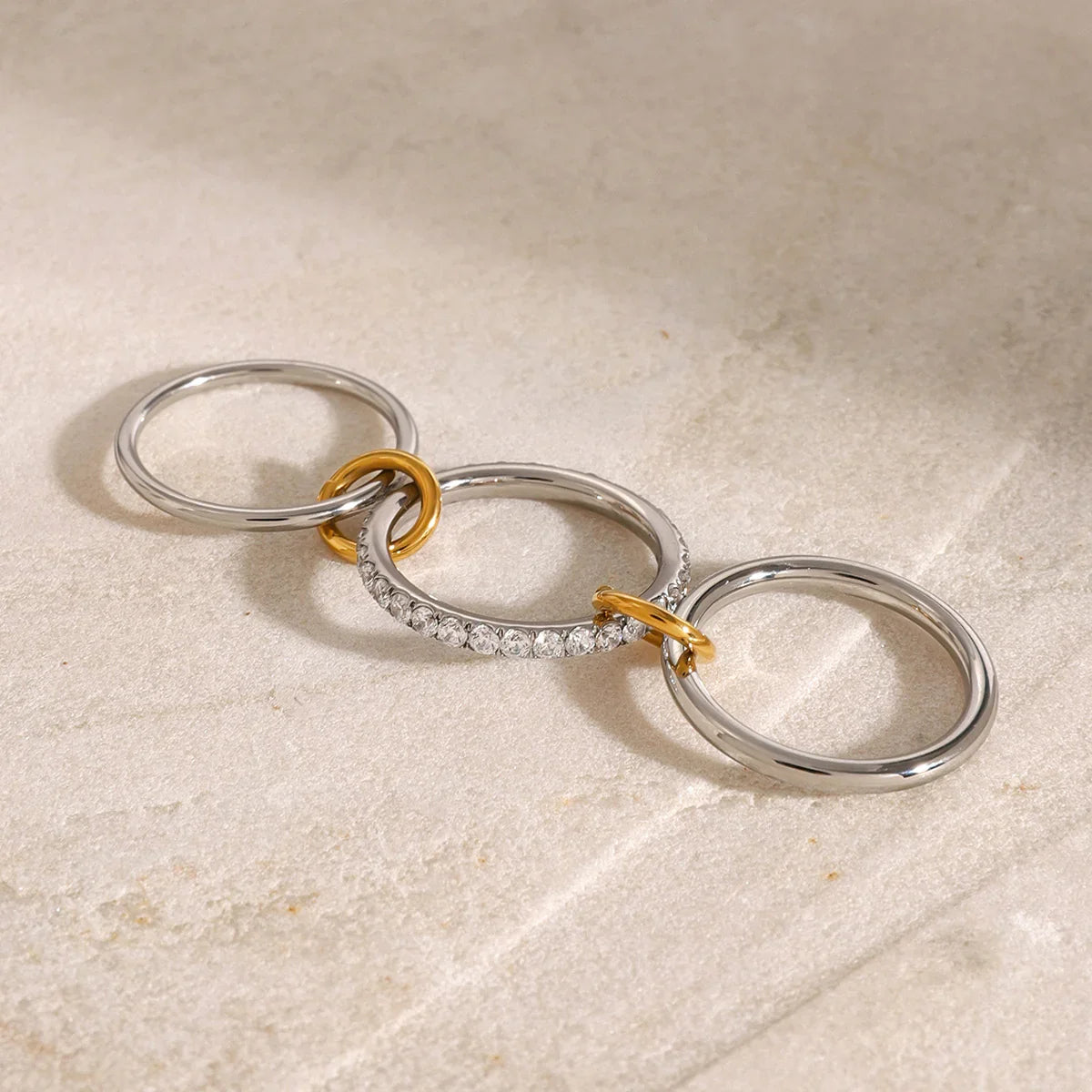 [AuraEcho]Desiree Stacked Diamond Ring