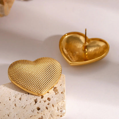 [AuraEcho]Cecelia Textured Heart Earrings