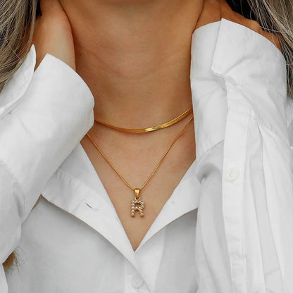 [AuraEcho]Fiona Layered Gold Initial Letter Necklace