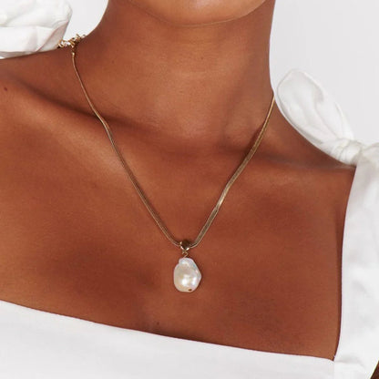 [AuraEcho]Glorietta Herringbone Pearl Necklace