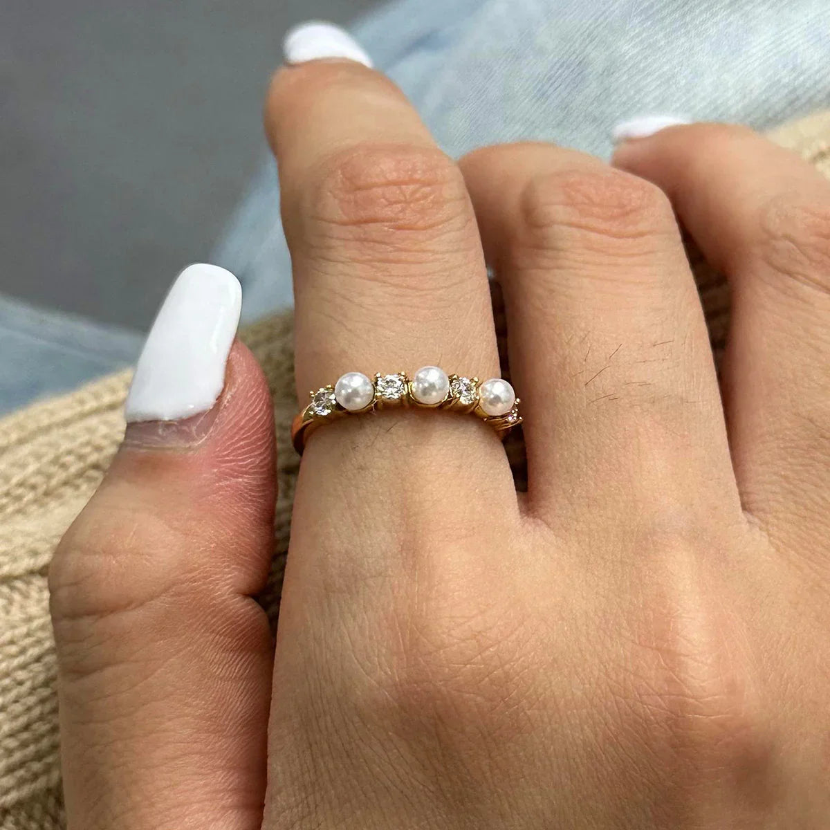 [AuraEcho]Keisha Diamond Pearl Ring