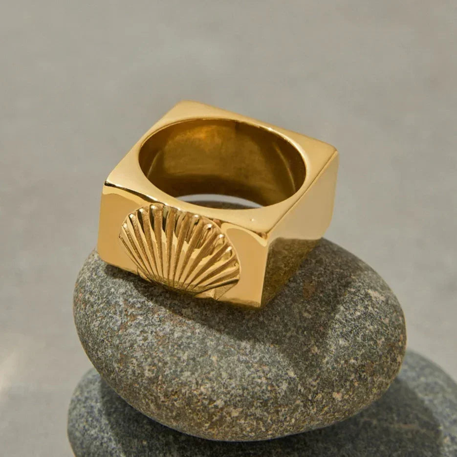 [AuraEcho]Carlotta Geometric Shell Ring