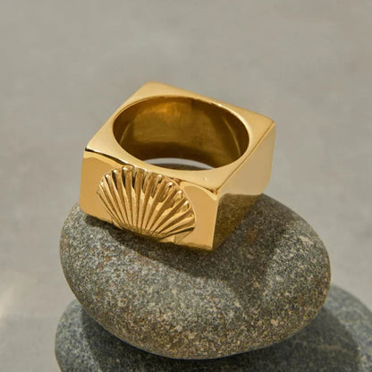 [AuraEcho]Carlotta Geometric Shell Ring