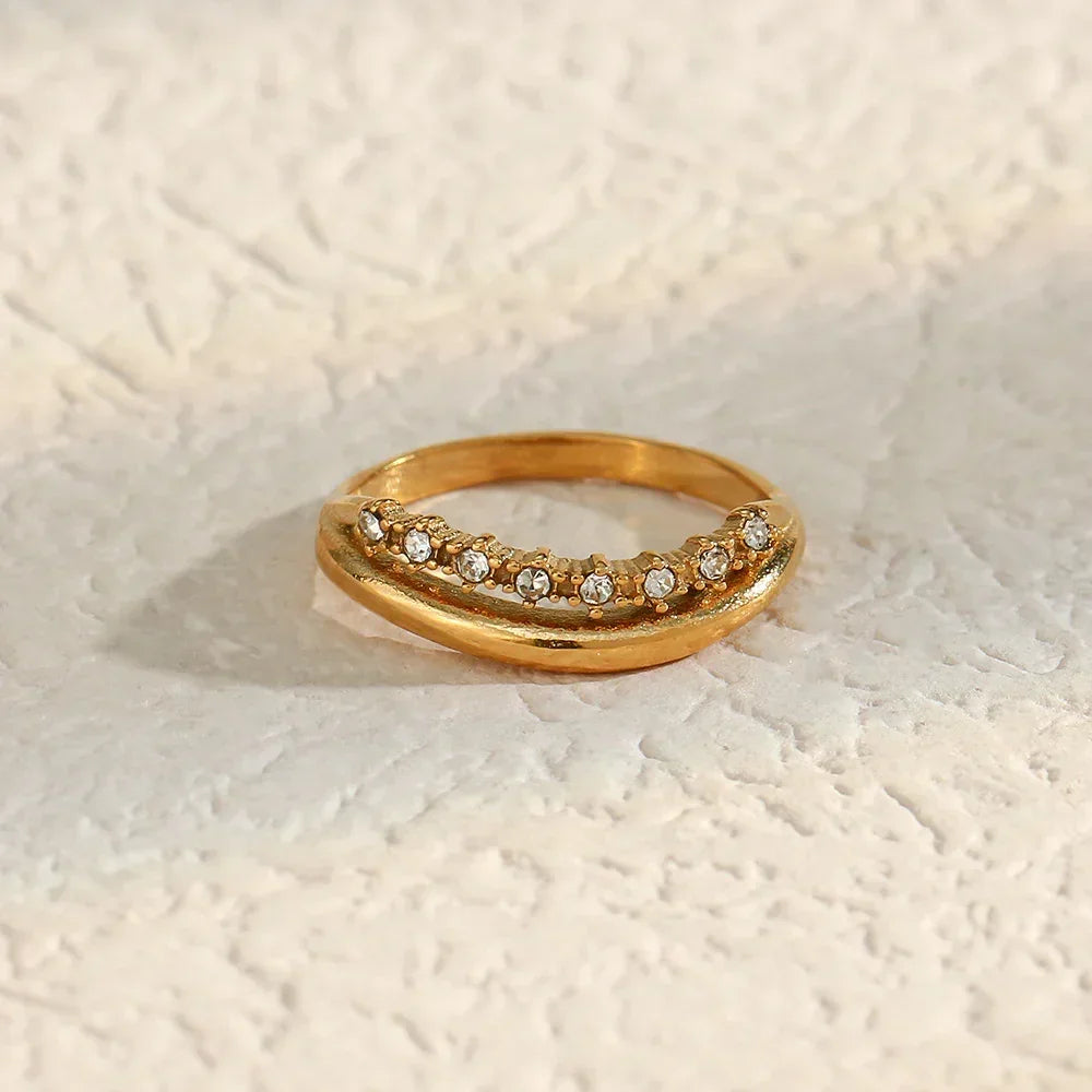 [AuraEcho]Adeline Diamond Simulant Gold Ring