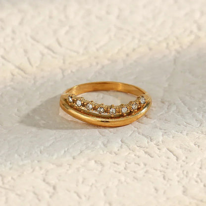 [AuraEcho]Adeline Diamond Simulant Gold Ring