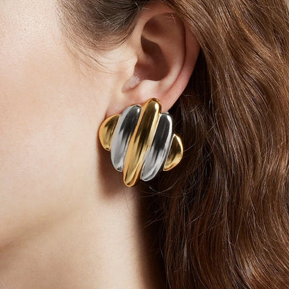 [AuraEcho]Maxine Rippled Gold Earrings