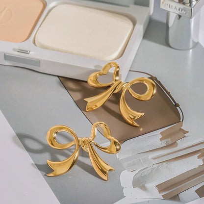 [AuraEcho]Carissa Gold Bowtie Earrings