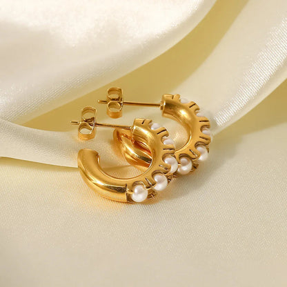 [AuraEcho]Irene Pearl Hoop Earrings