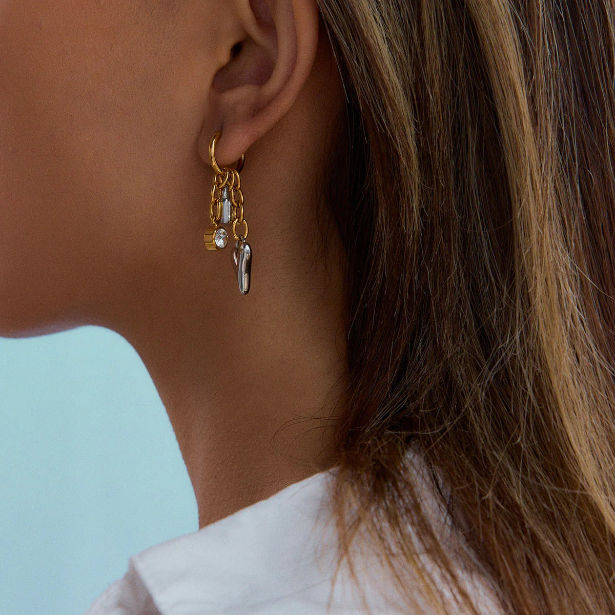 [AuraEcho]Sarah Heart & Lock Gold Earrings