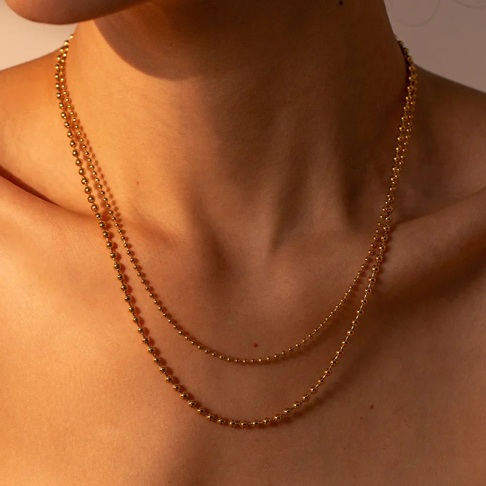 [AuraEcho]Layered Ball Chain Necklace