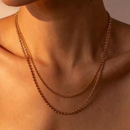 [AuraEcho]Layered Ball Chain Necklace