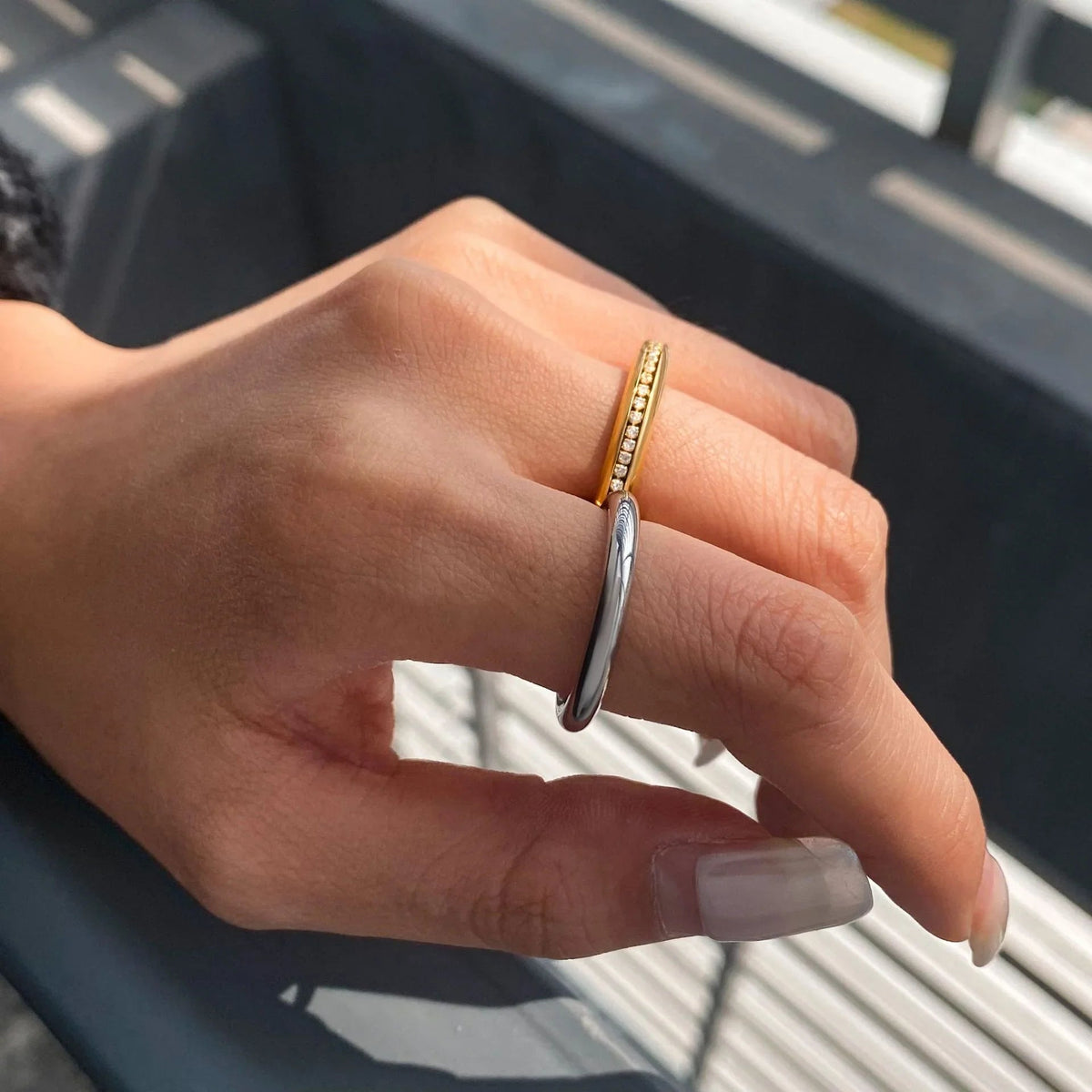 [AuraEcho]Claire Two Tone Ring Stack