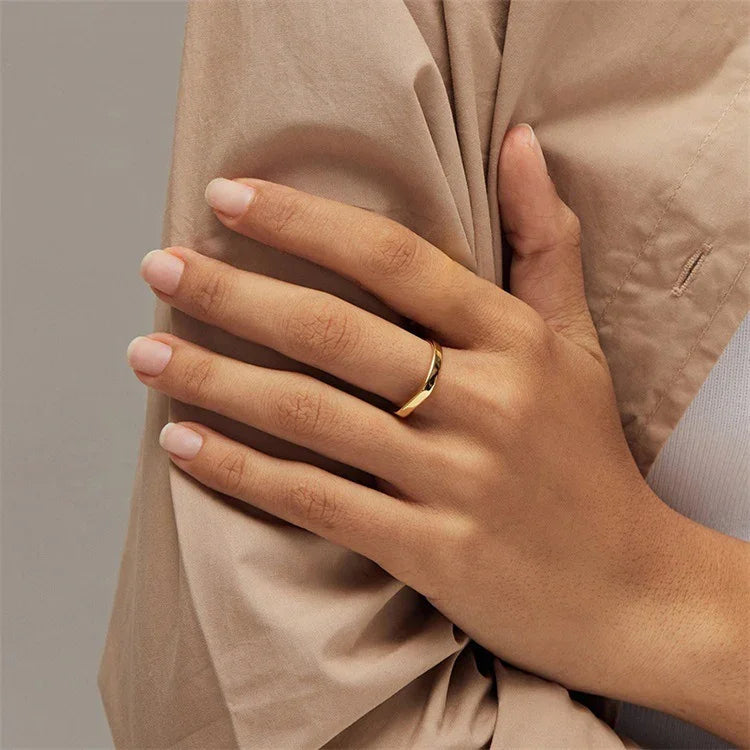 [AuraEcho]Sasha Geometric Gold Ring