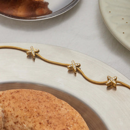 [AuraEcho]Brienne Diamond Cross Herringbone Bracelet
