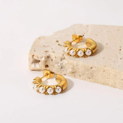 [AuraEcho]Irene Pearl Hoop Earrings