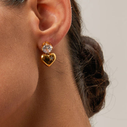 [AuraEcho]Emmeline Heart Gold Earrings