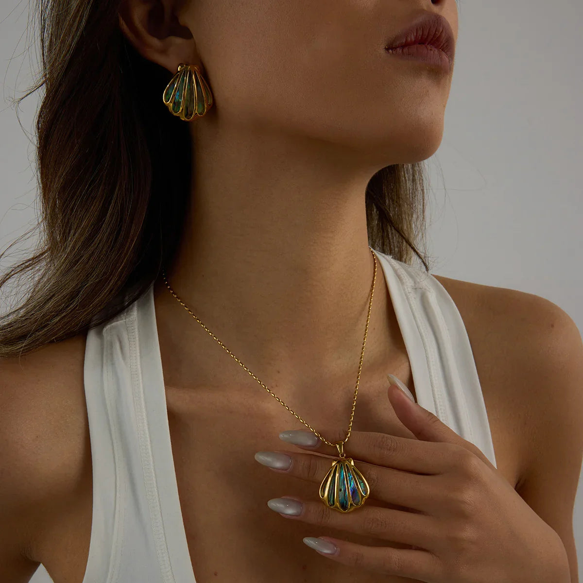 [AuraEcho]Nixie Gold Seashell Earrings