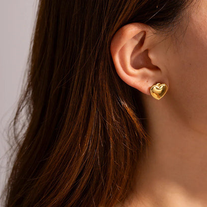 [AuraEcho]Ruth Heart Gold Earrings