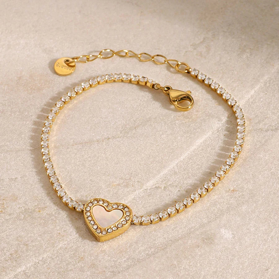 [AuraEcho]Cameron Diamond Heart Tennis Bracelet