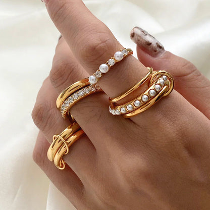 [AuraEcho]Dune Stacked Gold Ring