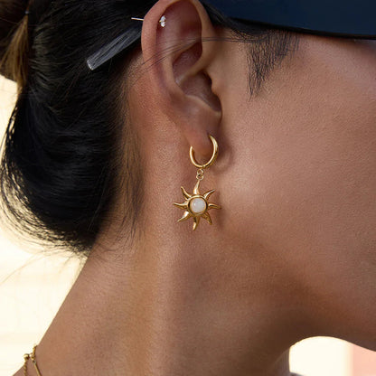 [AuraEcho]Helia Sun-shaped Moonstone Earrings