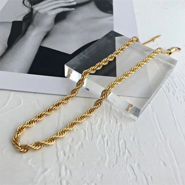 [AuraEcho]Bianca Rope Chain Gold Necklace
