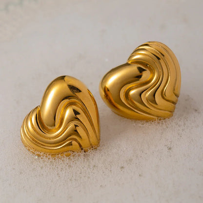 [AuraEcho]Milena Heart Gold Earrings