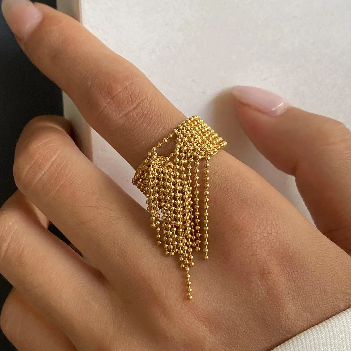 [AuraEcho]Krystelle Gold Tassel Ring