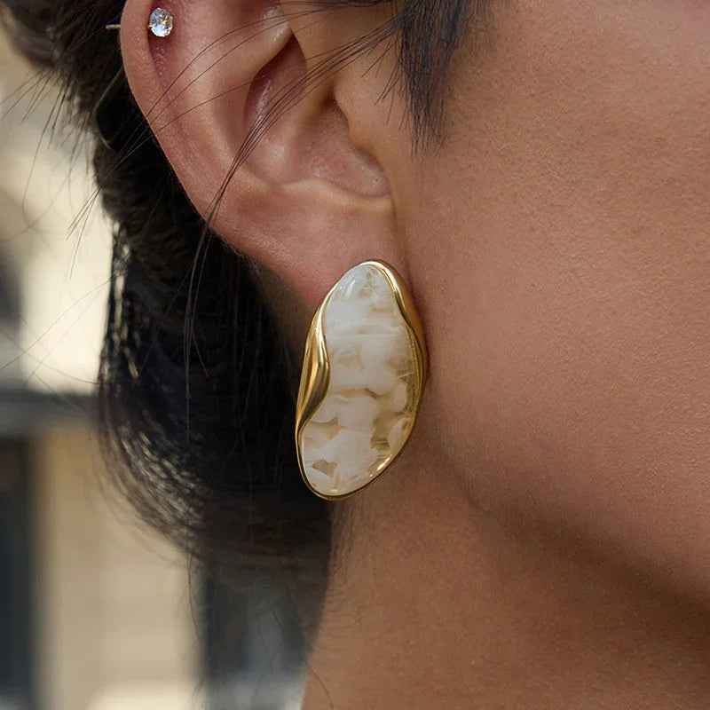[AuraEcho]Amelise Polished Gemstone Earrings
