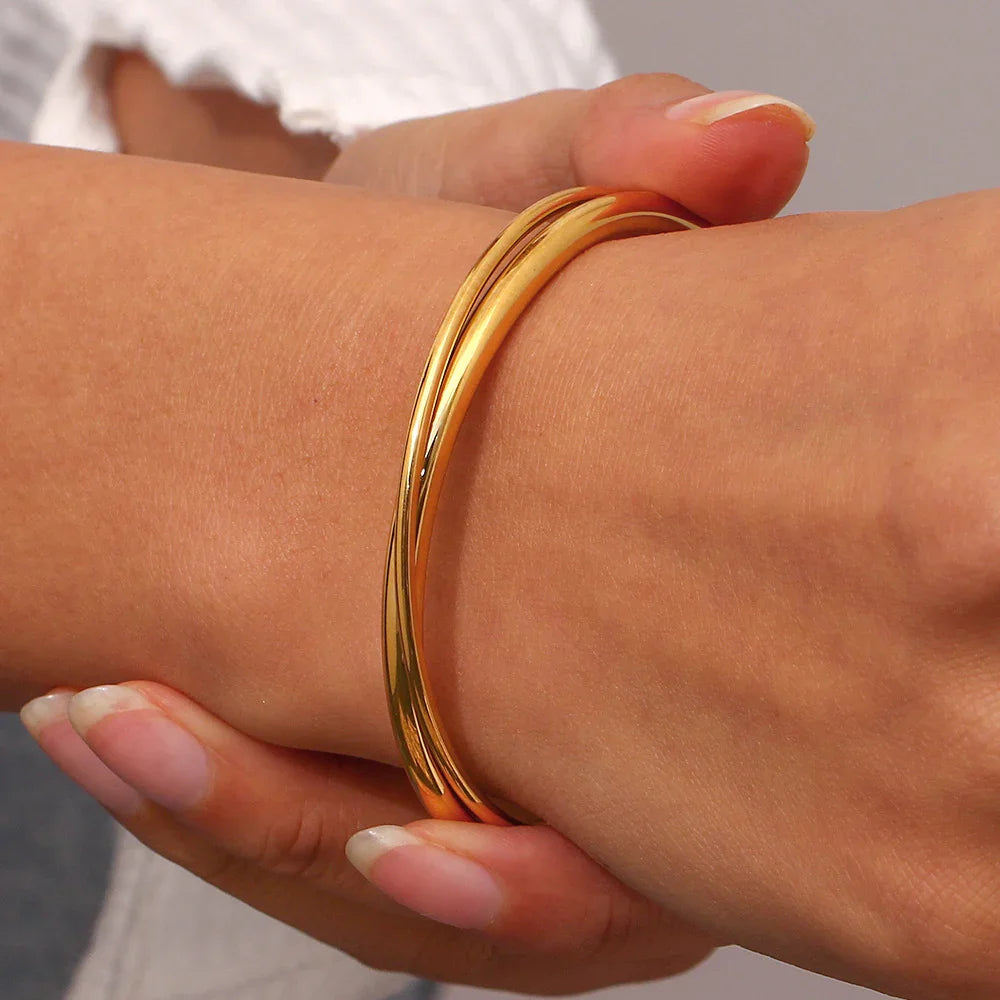 [AuraEcho]Rianne Layered Gold Bangle