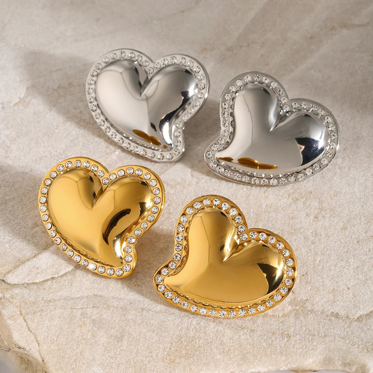 [AuraEcho]Holly Heart Gold Earrings