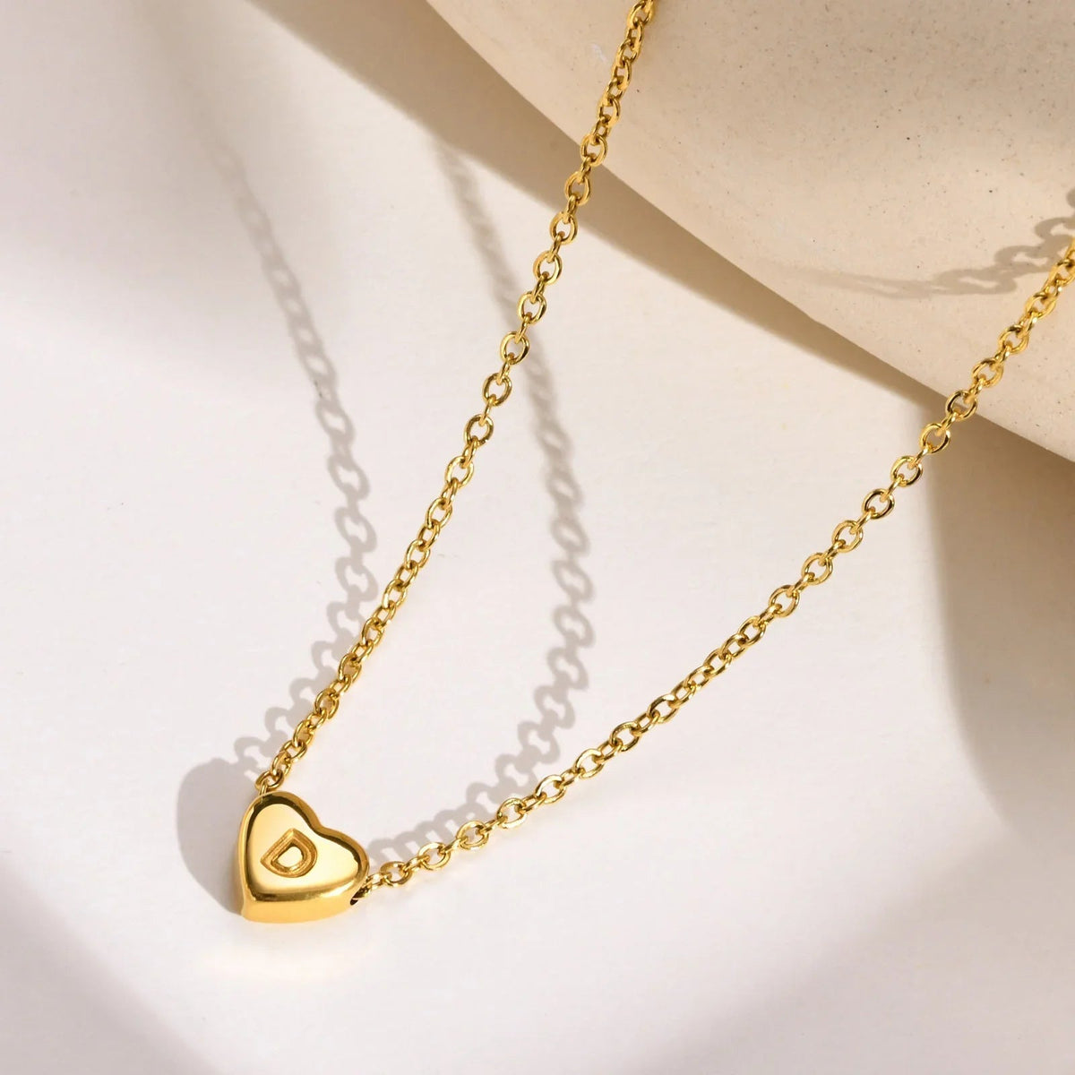 [AuraEcho]Heart Initial Gold Necklace
